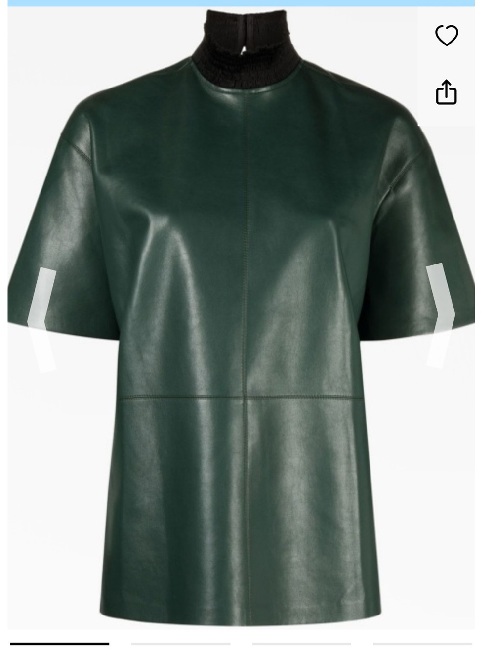 Nanushka Dark Green Leather Short-Sleeve Top